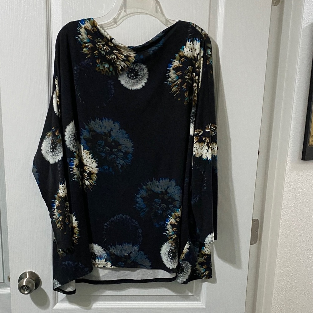 bryn Walker Black Floral Long Sleeve Top